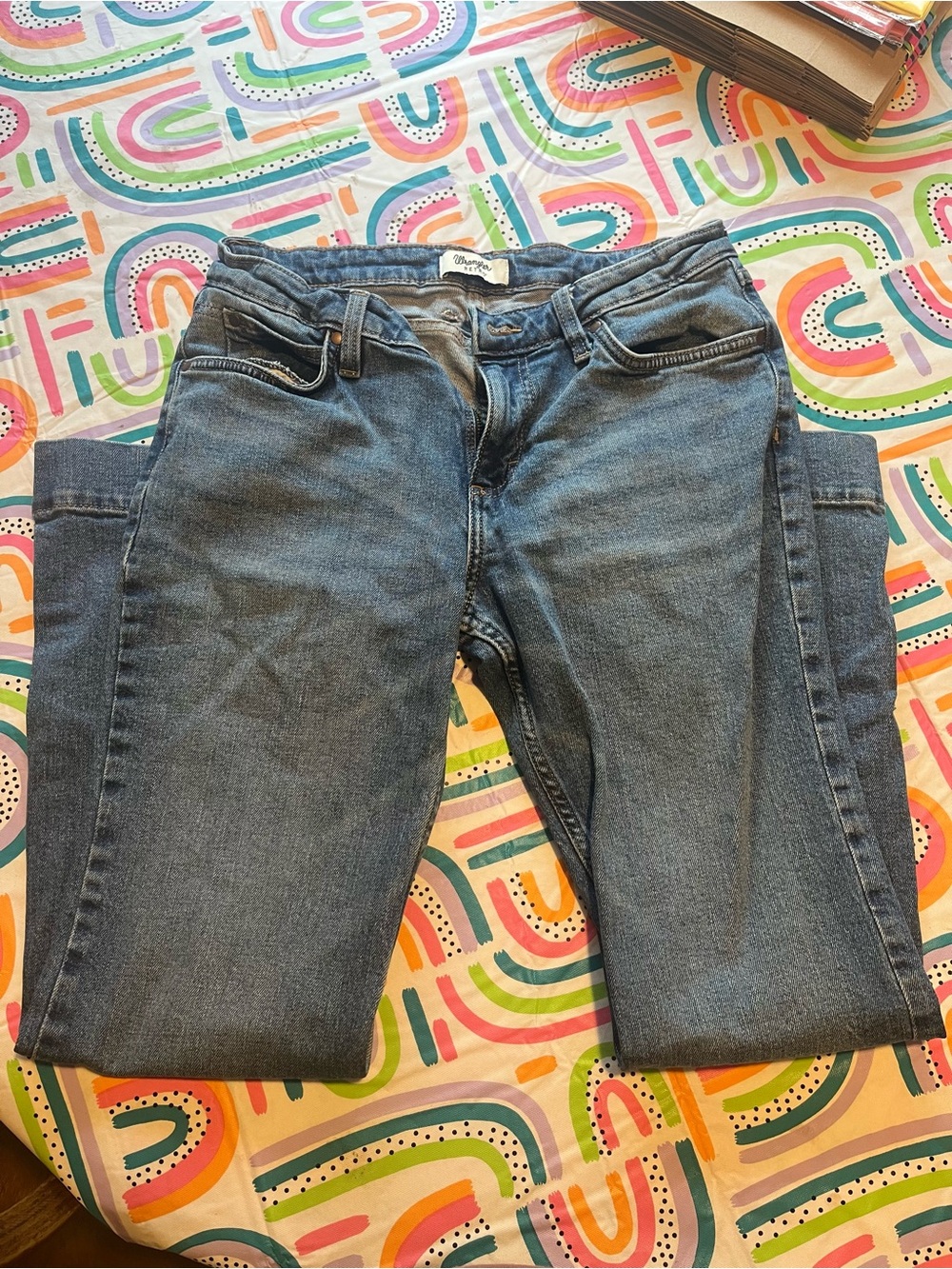 Wrangler Women's Flare Jeans in Medium Blue Denim - Picture 9 of 9